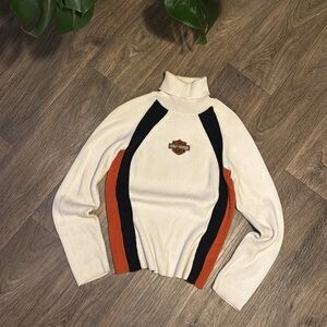 Vintage Harley Davidson Motorcycles W Turtle Neck M Bar & Shield Logo Rib